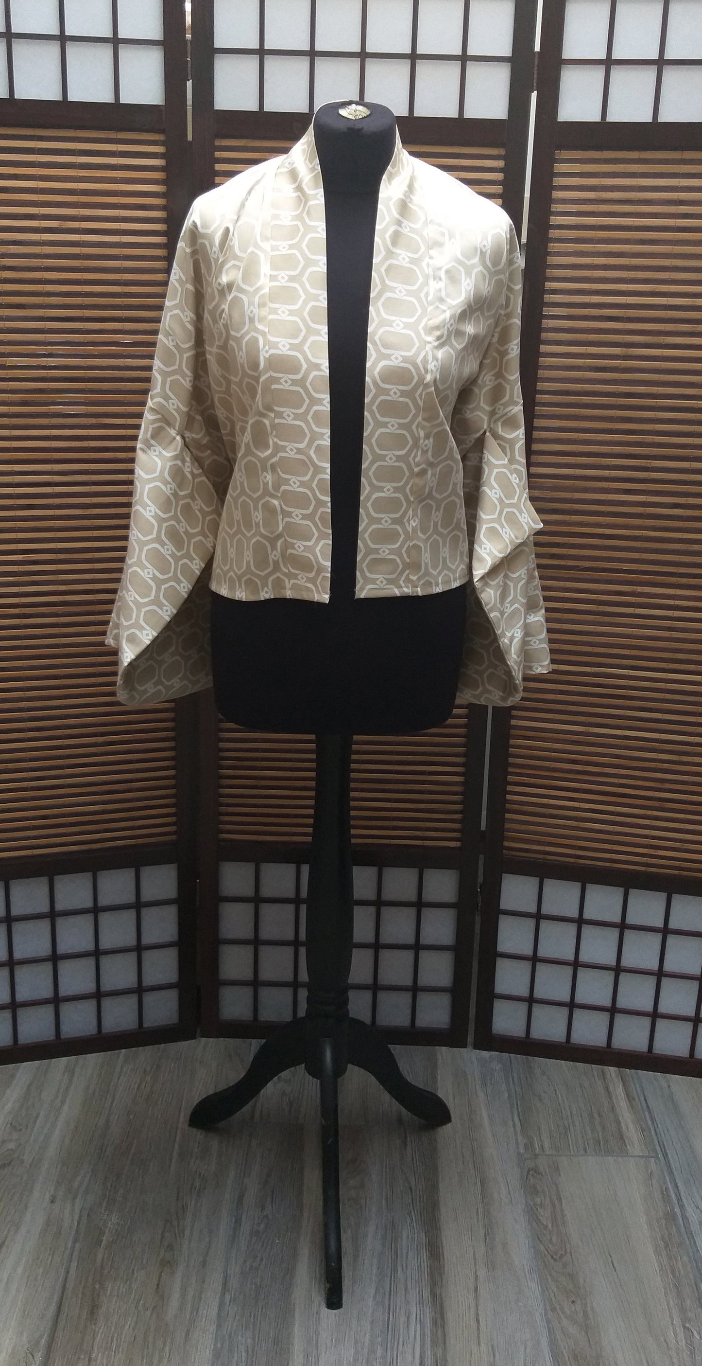 Kimono veste losange beige