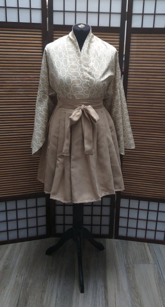 Kimono veste losange beige