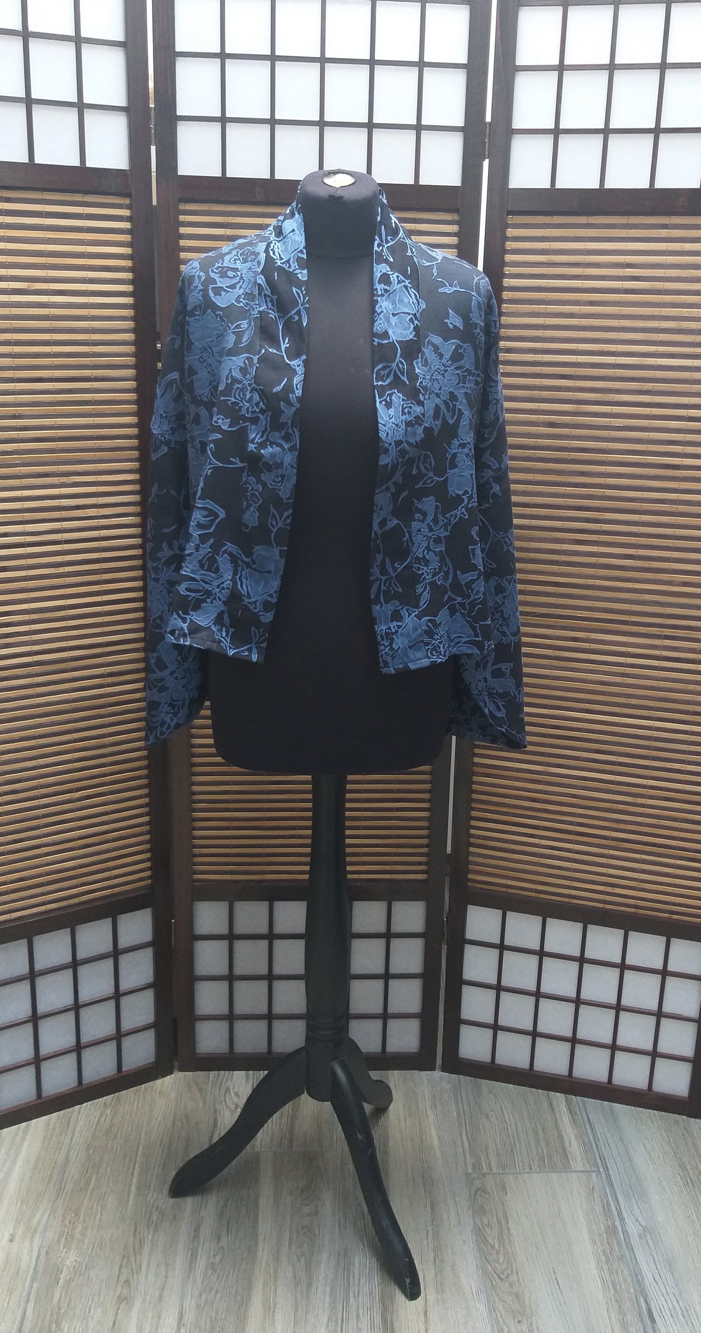 Kimono veste noir & bleu