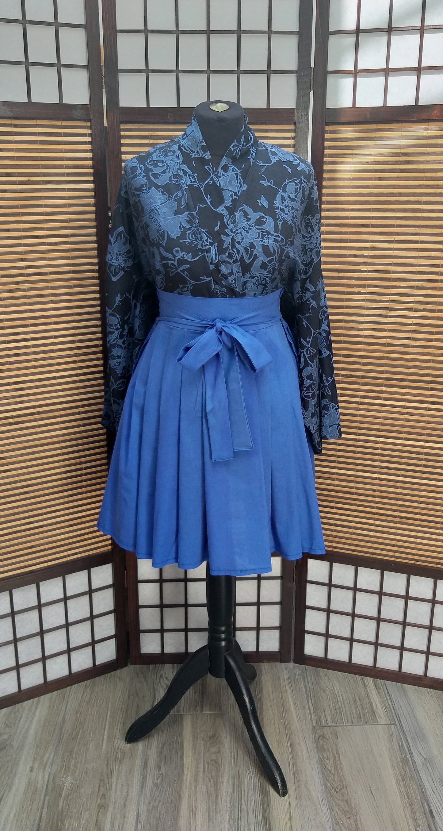 Kimono veste noir & bleu