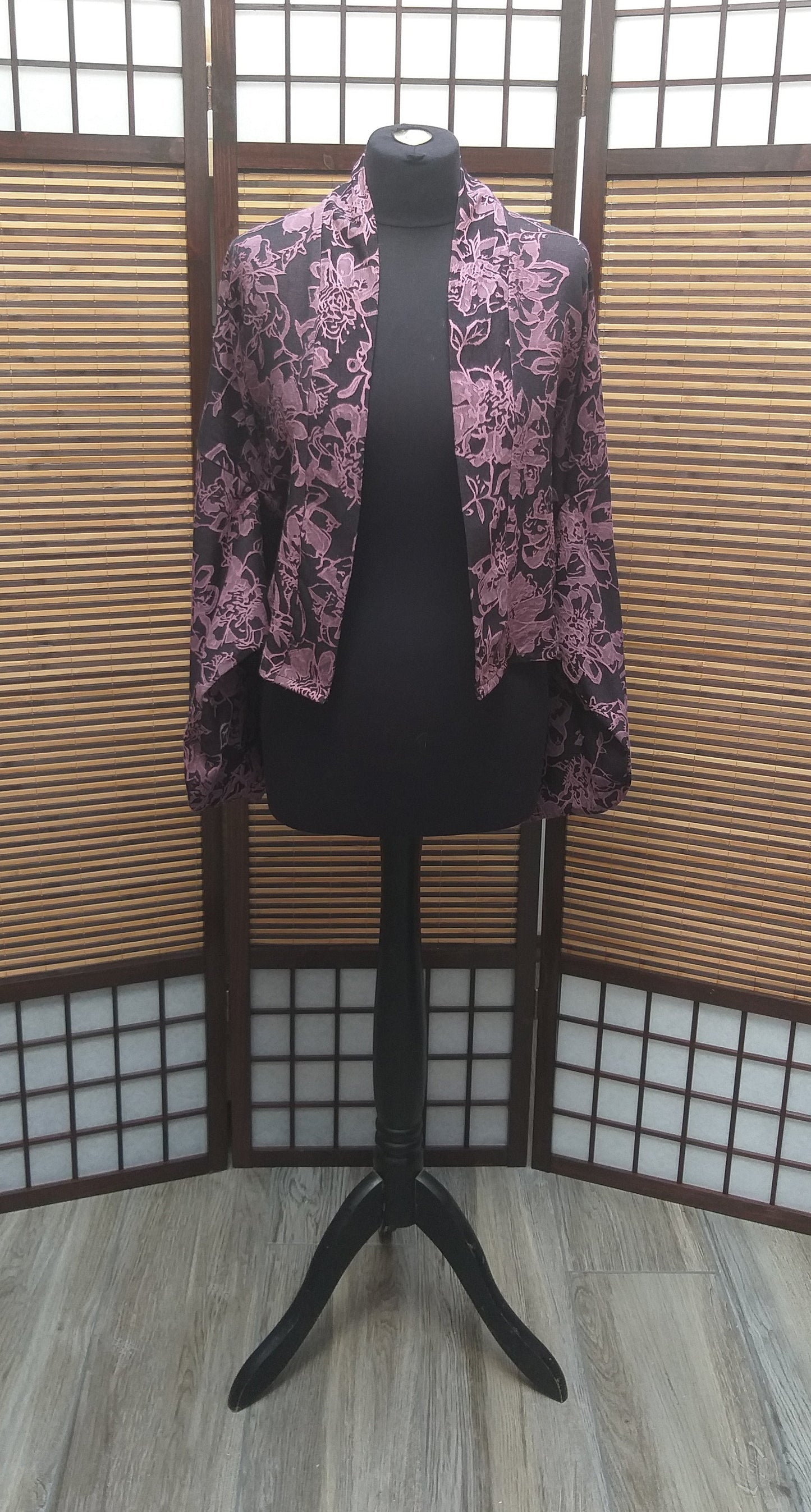 Kimono veste noir & rose