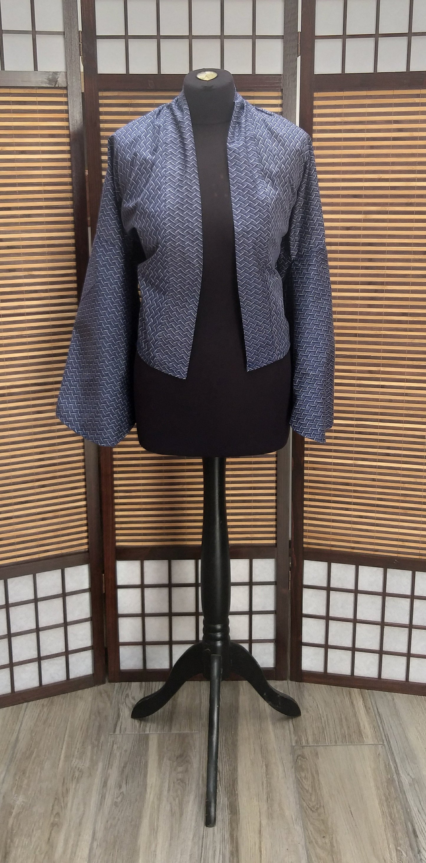 Kimono veste grillage bleu