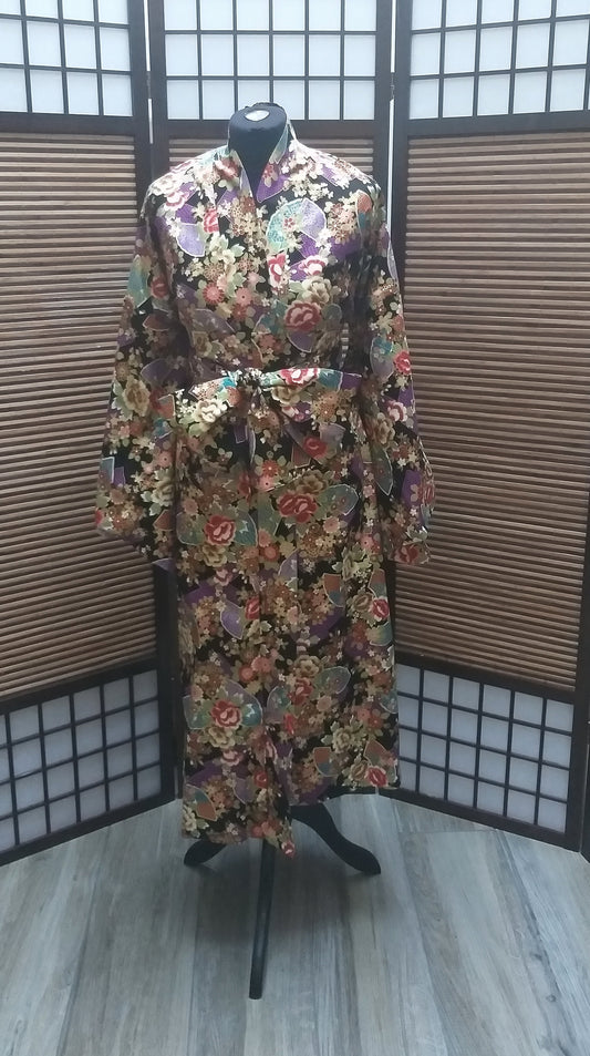 Kimono long éventail noir