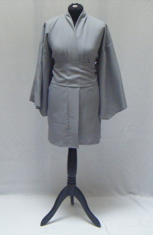 Kimono court uni gris souris