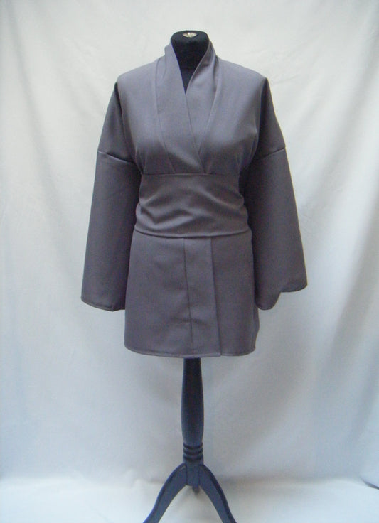 Kimono court uni gris