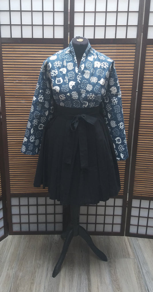 Kimono veste Neko blue