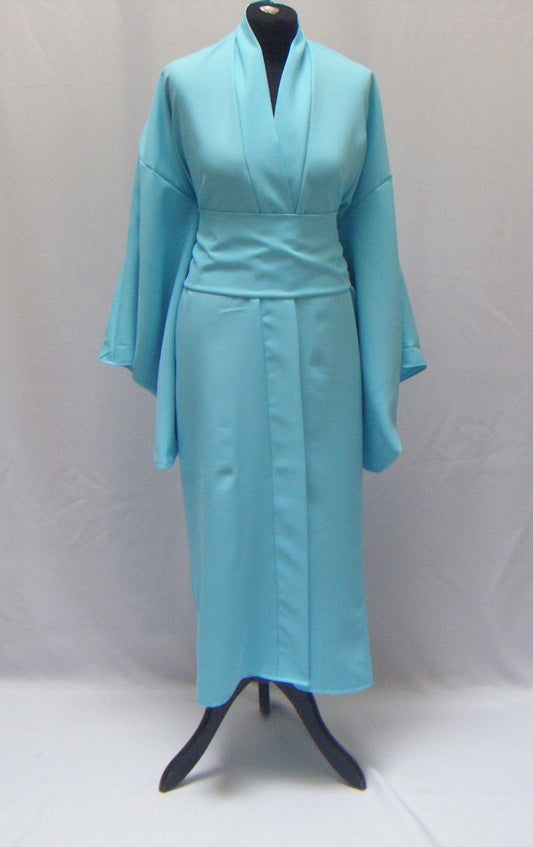 Kimono long uni bleu ciel