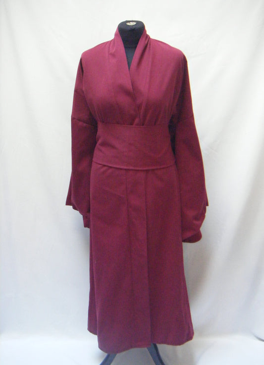 Kimono long uni bordeaux épais