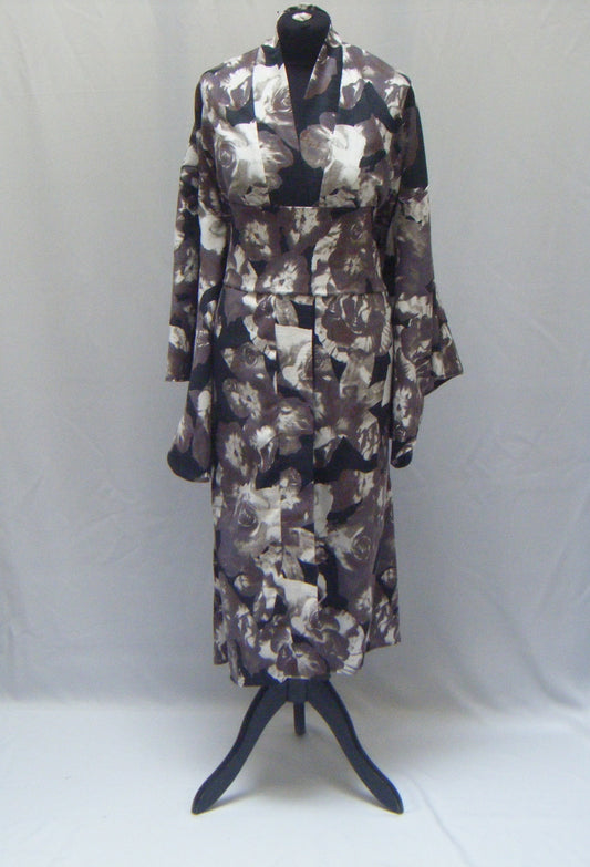 Kimono long noir floral
