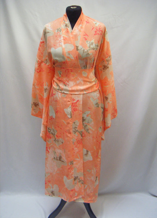 Kimono long orange floral