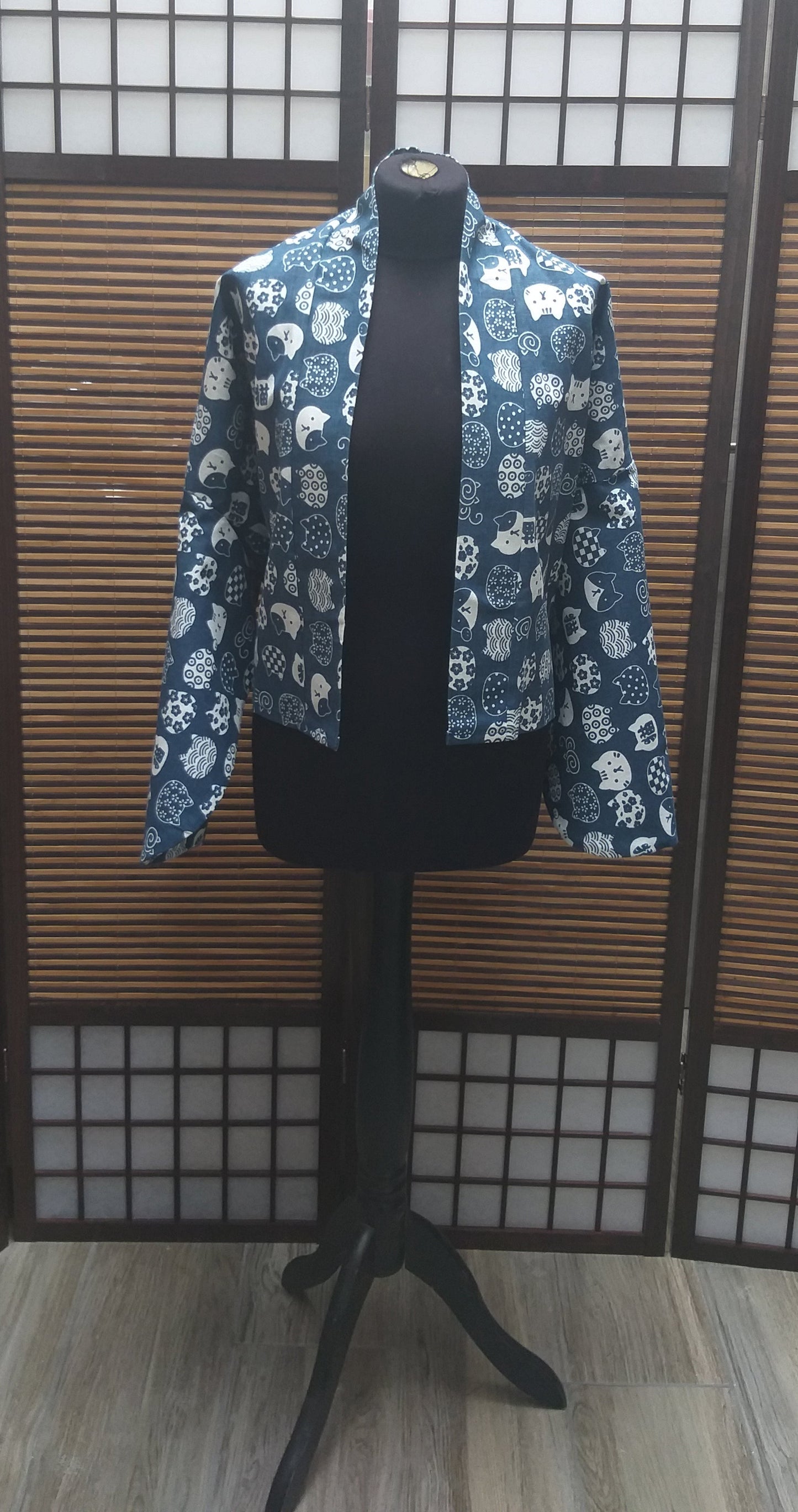 Kimono veste Neko blue
