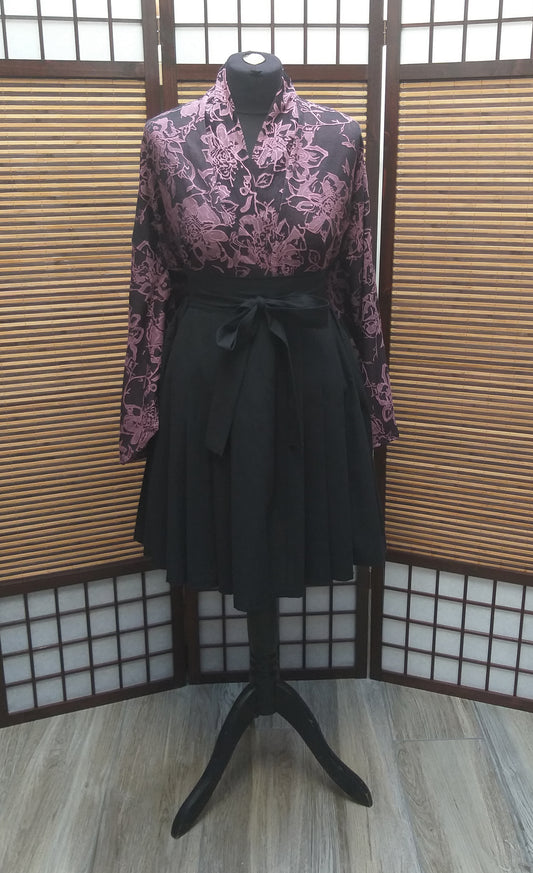 Kimono veste noir & rose