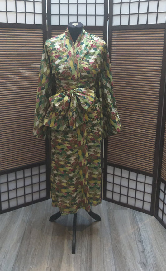 Kimono long éventail vert