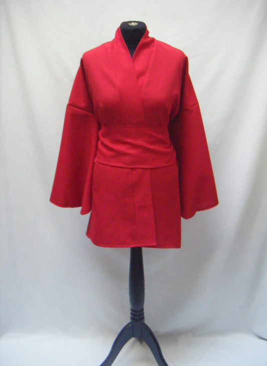 Kimono court uni rouge