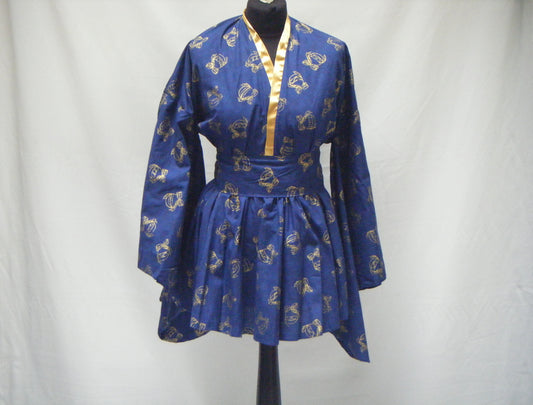[PROMO] Ensemble kimono + jupe bleu motifs
